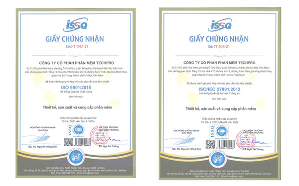 Giấy chứng nhận đạt tiêu chuẩn quản lý chất lượng
