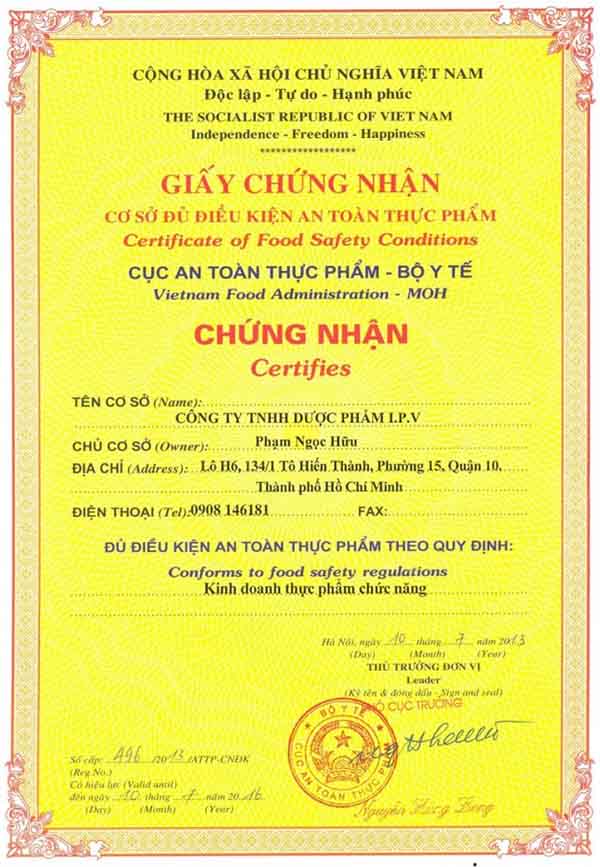 Làm giấy chứng nhận vệ sinh an toàn thực phẩm